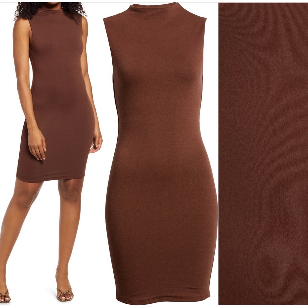 Naked Wardrobe The NW Sleeveless Minidress Chocolate Brown Size Large.